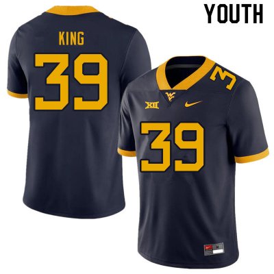 Youth West Virginia Mountaineers NCAA #39 Danny King Navy Authentic Nike Stitched College Football Jersey CJ15H65AJ